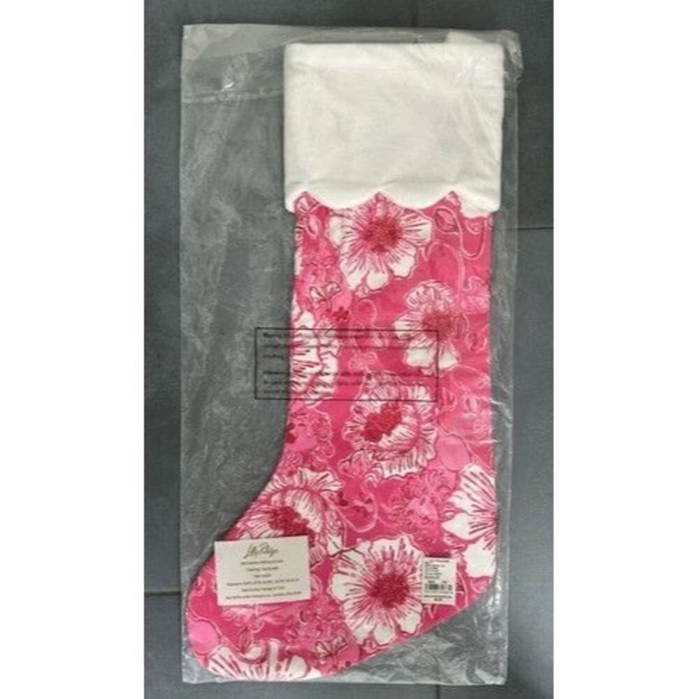NWT  Lilly Pulitzer Christmas Stocking Sun Shell Pink Feeling Poppy #020391